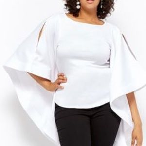 Plus Size Scuba Knit Angel-Sleeve Top